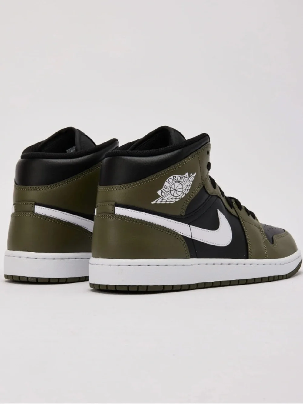 Nike Air Jordan 1 Mid Black White Medium Olive DQ8426-092- Sequoia